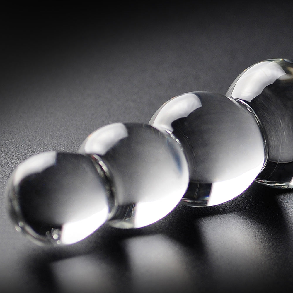 ICICLES NO. 2 BEADED 8.5 IN. GLASS DILDO CLEAR