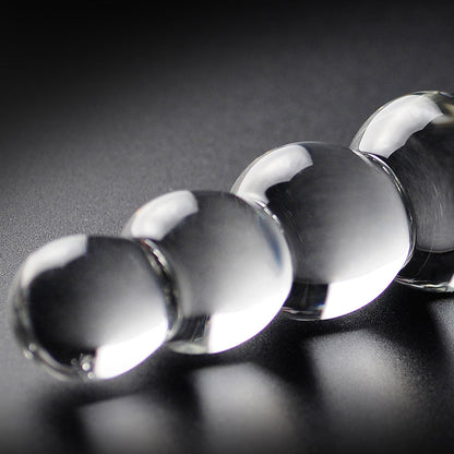 ICICLES NO. 2 BEADED 8.5 IN. GLASS DILDO CLEAR