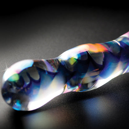 PIPEDREAM - ICICLES NO. 8 WAVY 7 IN. GLASS DILDO BLUE/CLEAR
