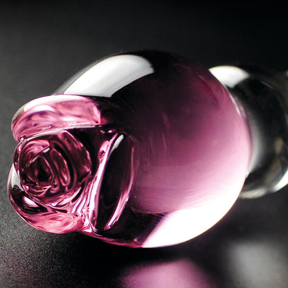 ICICLES NO. 12 GLASS MASSAGER WITH ROSE HEAD PINK/CLEAR