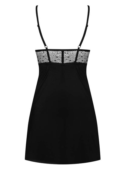 OBSESSIVE - SHARLOTTE CHEMISE & THONG BLACK  S/M