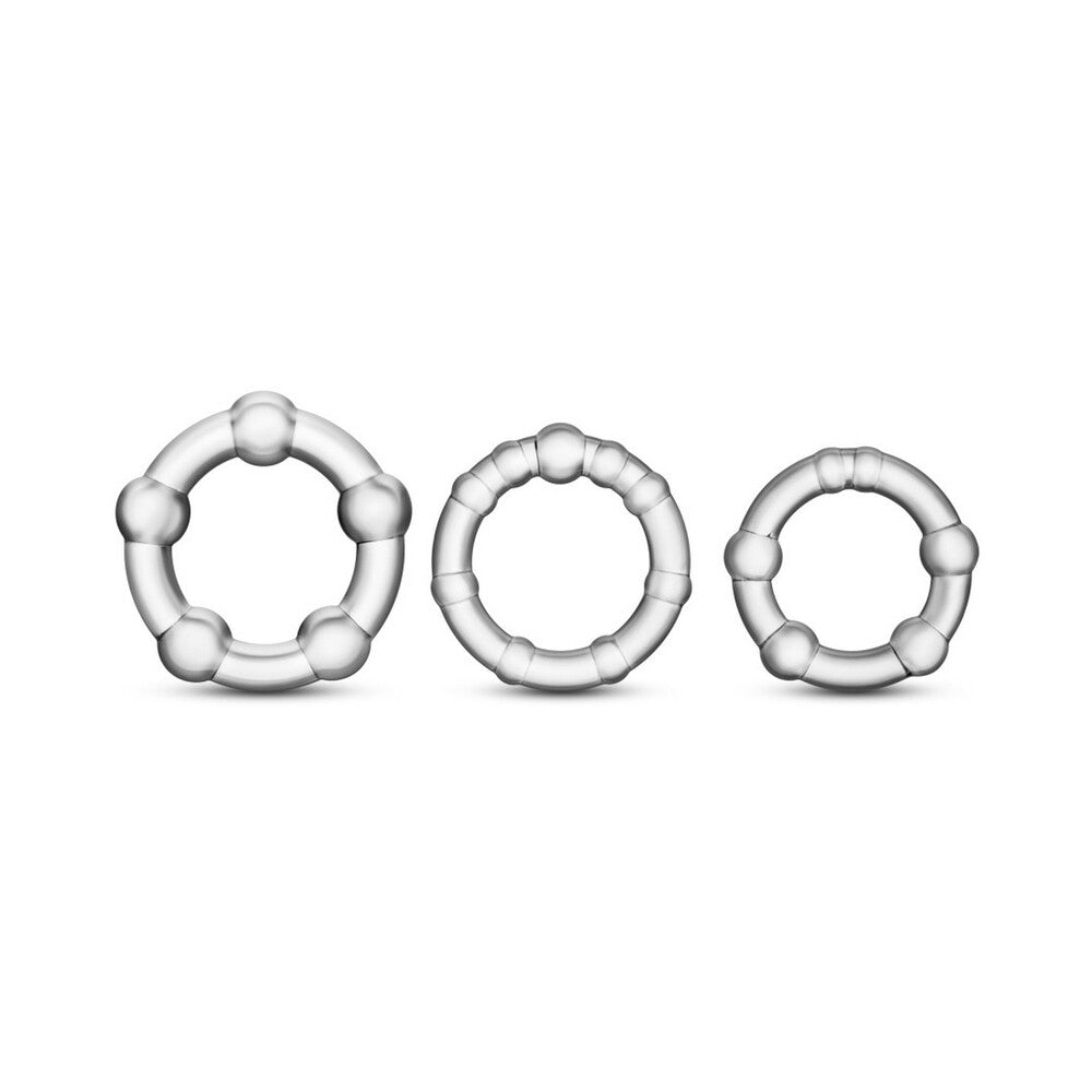 STAY HARD BEADED COCKRINGS 3-PIECE SET CLEAR