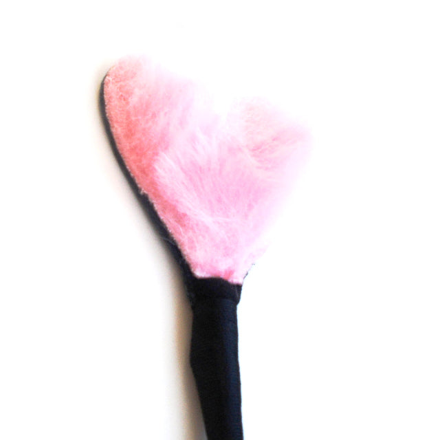 FLUFFY HEART CROP (LEATHER/PINK)