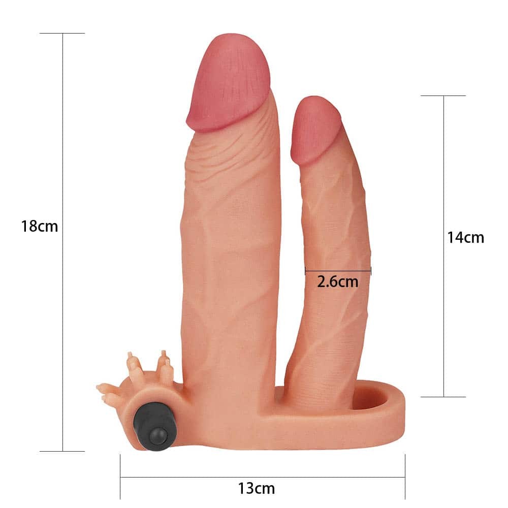 LOVETOY - ADD 1" VIBRATING DOUBLE PENIS SLEEVE
