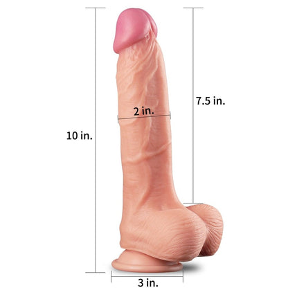 LOVETOY - 10" DUAL LAYER PLATINUM SILICONE COCK
