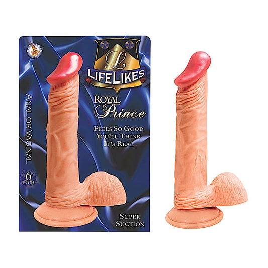 LIFELIKES ROYAL PRINCE DONG WITH BALLS & SUCTION BASE 6IN. (WHITE)