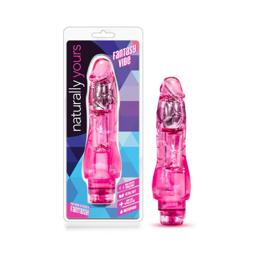 NATURALLY YOURS FANTASY VIBE REALISTIC 8.5 IN. VIBRATING DILDO PINK