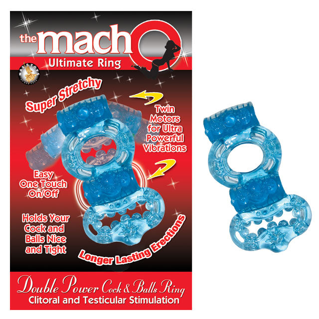 MACHO 2X POWER COCK & BALLS VIBRATING RING (BLUE)