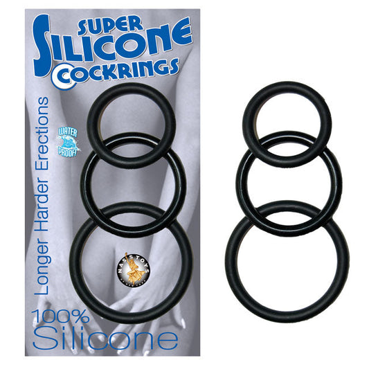 NASSTOYS - ANILLOS DE PENE SÚPER SILICONA 3 (NEGRO)