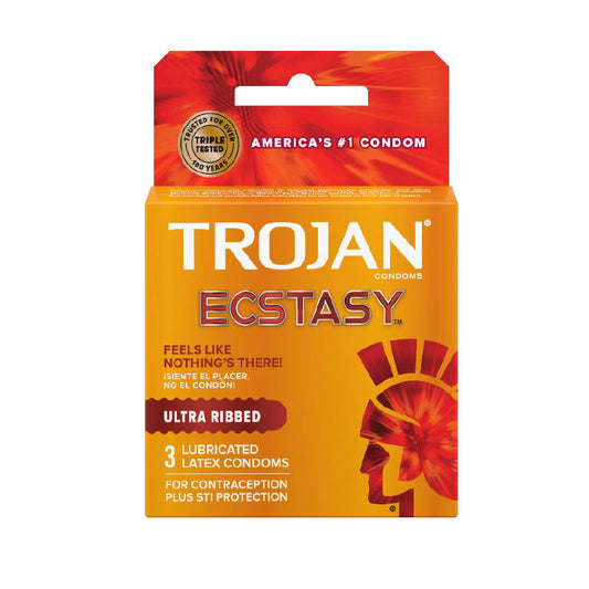 TROJAN ULTRA RIBBED ECSTASY (2PK)