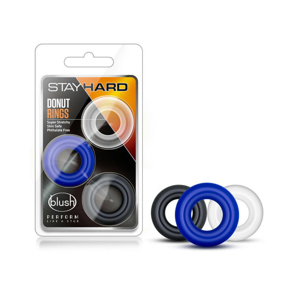 BLUSH - STAY HARD DONUT RINGS 3-PIECE COCKRING SET ASSORTED COLORS