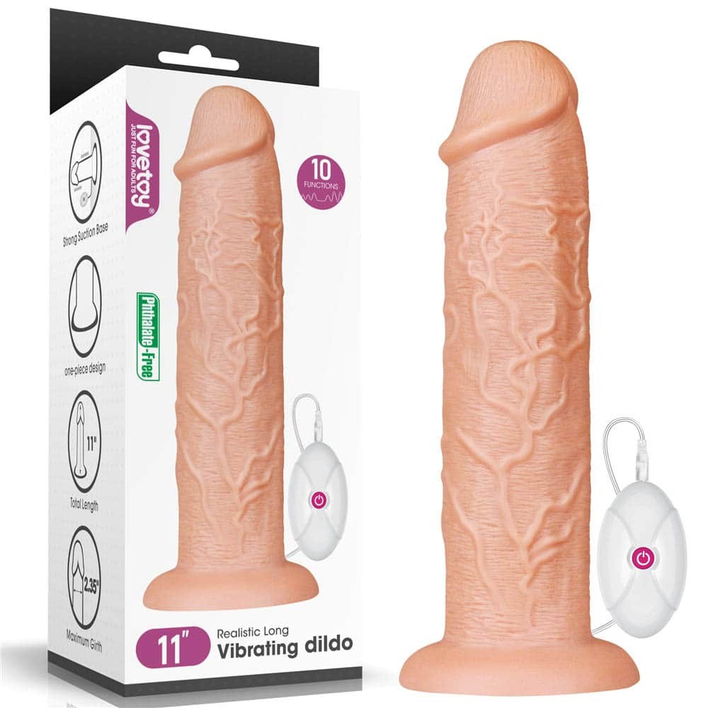 LOVETOY - 11'' REALISTIC LONG VIBRATING DILDO FLESH