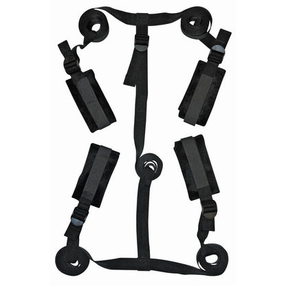 SPORTSHEETS SEX & MISCHIEF 5-PIECE ADJUSTABLE BED BONDAGE RESTRAINT KIT BLACK