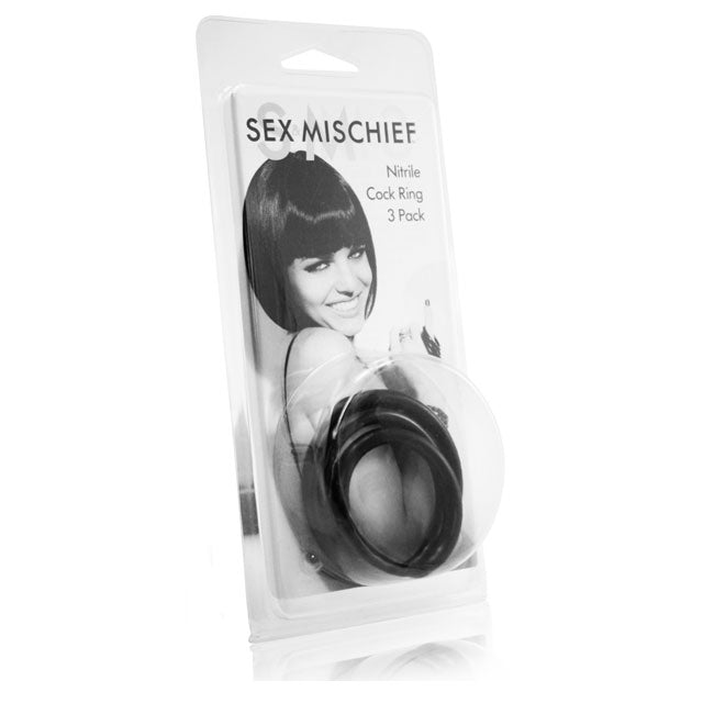 SPORTSHEETS SEX & MISCHIEF NITRILE COCK RING 3-PACK