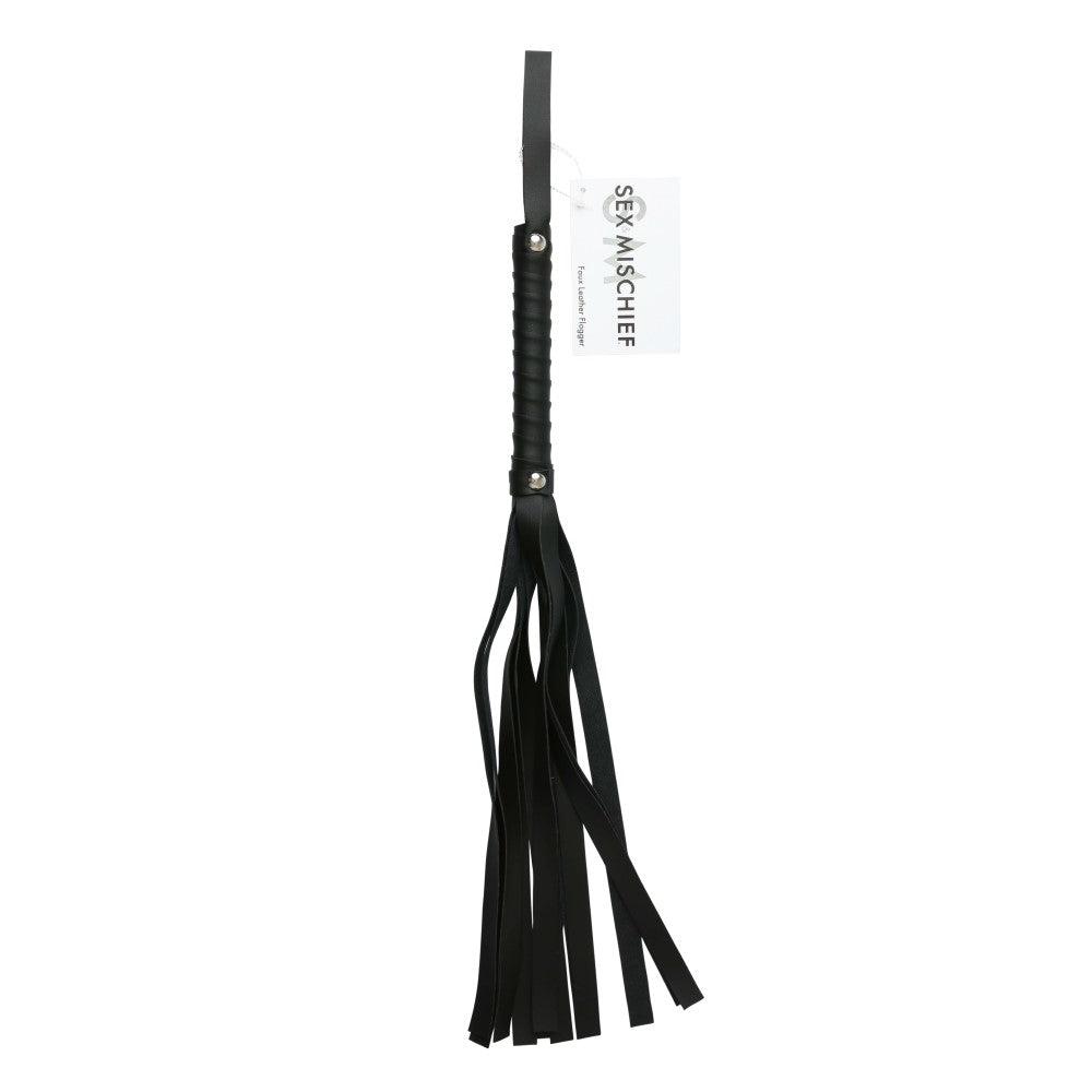 SPORTSHEETS SEX & MISCHIEF FAUX LEATHER FLOGGER BLACK