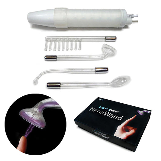 KINKLAB NEON WAND ELECTROSEX KIT ( WHITE HANDLE/PURPLE ELEC)