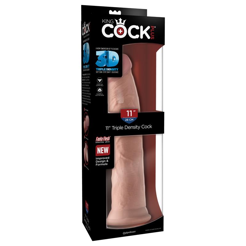 KING COCK - 3D TRIPLE DENSITY DILDO PLUS 11 FLESH