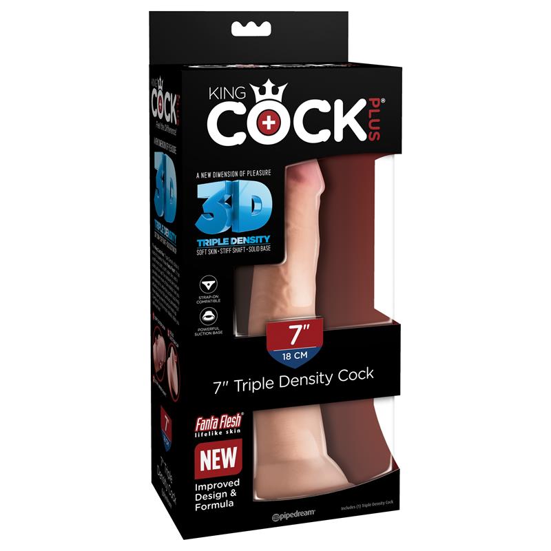 KING COCK - 3D TRIPLE DENSITY DILDO PLUS 7 FLESH