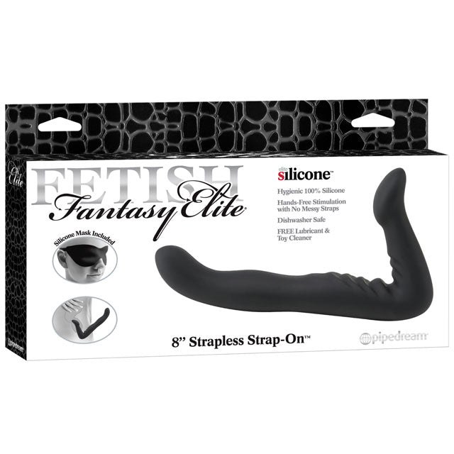 FETISH FANTASY ELITE 8 IN. SILICONE STRAPLESS STRAP-ON BLACK
