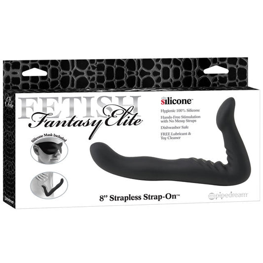 FETISH FANTASY ELITE 8 IN. SILICONE STRAPLESS STRAP-ON BLACK