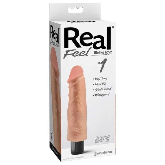 REAL FEEL LIFELIKE TOYZ NO. 1 REALISTIC 7.25 IN. VIBRATING DILDO BEIGE