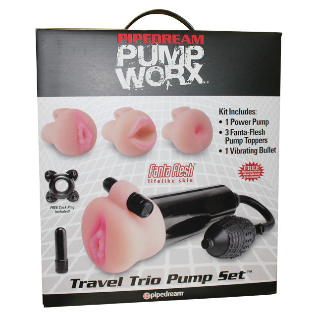 PUMP WORX 5-PIECE TRAVEL TRIO PUMP SET BEIGE/BLACK