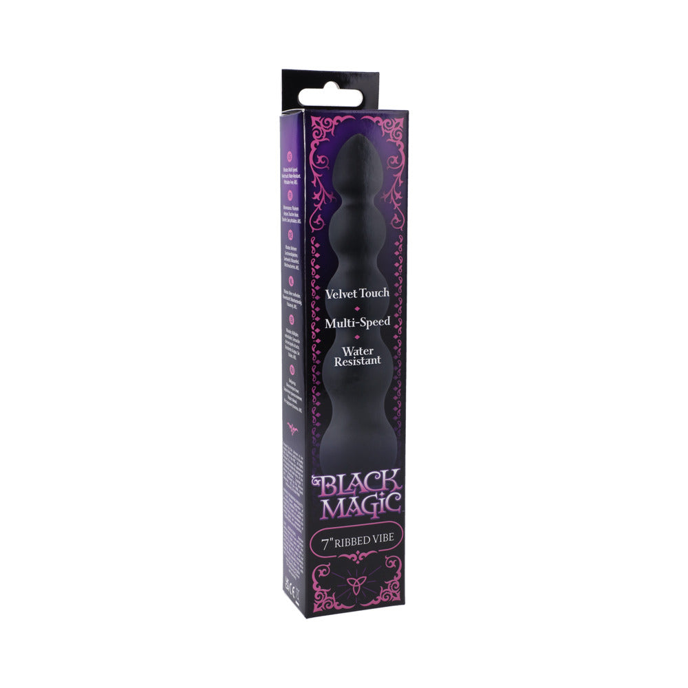 DOC JOHNSON - BLACK MAGIC 7IN RIBBED VIBRATOR
