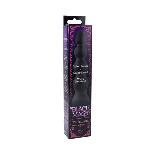 DOC JOHNSON - BLACK MAGIC 7IN RIBBED VIBRATOR