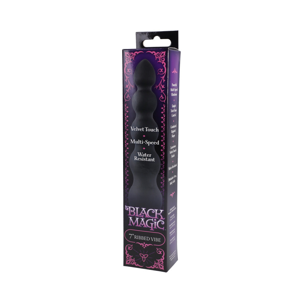 DOC JOHNSON - BLACK MAGIC 7IN RIBBED VIBRATOR