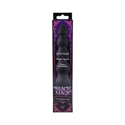 DOC JOHNSON - BLACK MAGIC 7IN RIBBED VIBRATOR