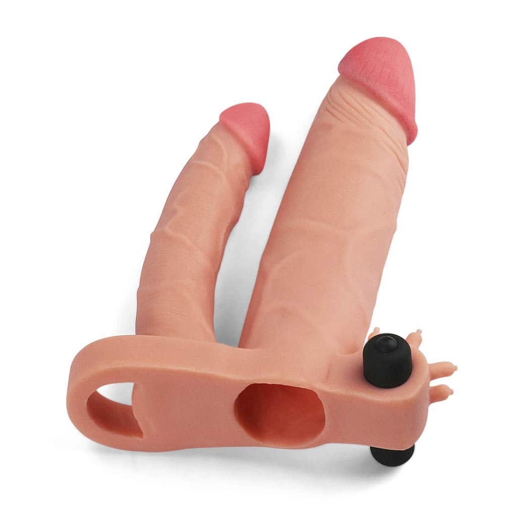 LOVETOY - ADD 1" VIBRATING DOUBLE PENIS SLEEVE