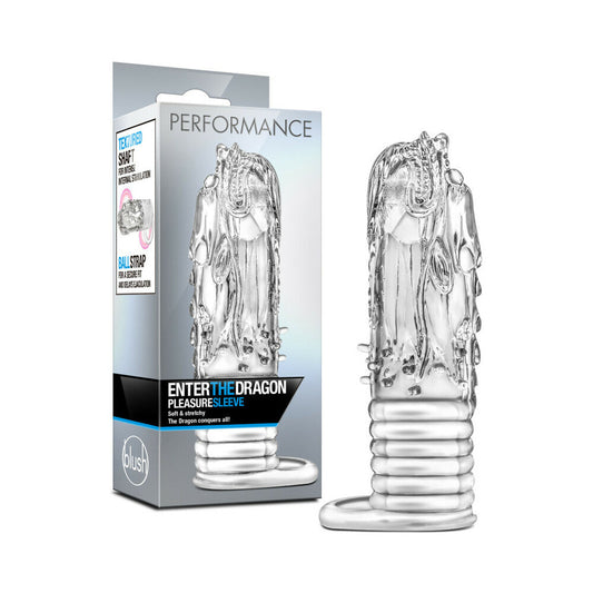 BLUSH - PERFORMANCE ENTER THE DRAGON FANTASY PLEASURE SLEEVE WITH BALL STRAP CLEAR