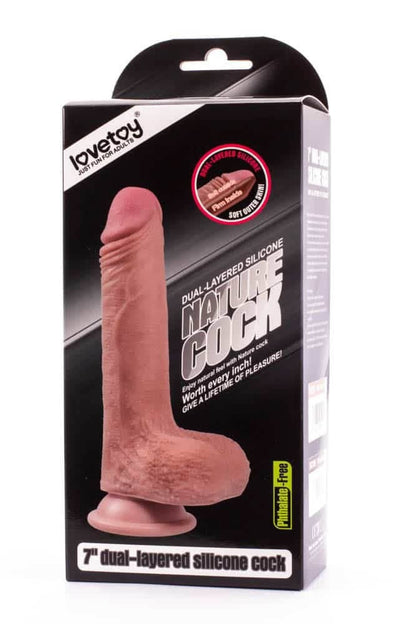LOVETOY - 7" DUAL-LAYERED SILICONE NATURE COCK FLESH