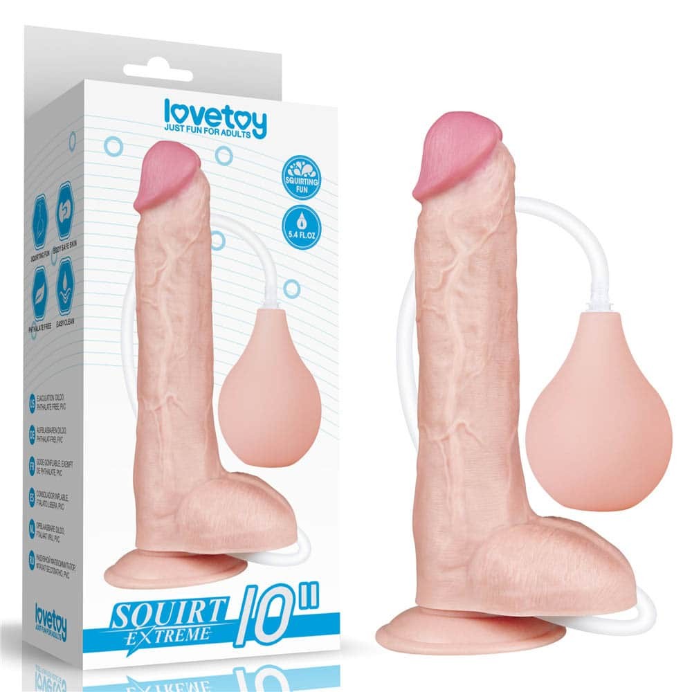 LOVETOY - 10'' SQUIRT EXTREME DILDO FLESH