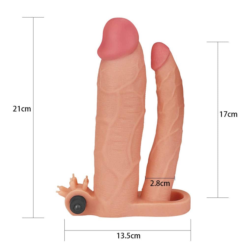 LOVETOY - ADD 3" VIBRATING DOUBLE PENIS SLEEVE