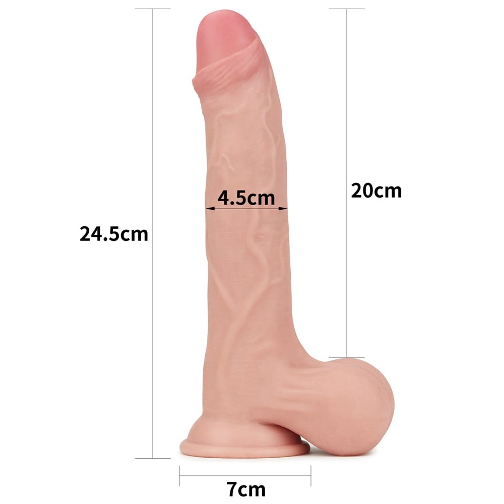 LOVETOY - 9.5'' SLIDING SKIN DUAL LAYER DONG - WHOLE TESTICLE