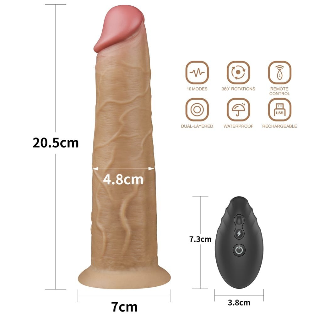 LOVETOY - 8.0'' DUAL LAYERED PLATINUM SILICONE ROTATOR