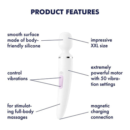 SATISFYER - WAND-ER WOMAN (WHITE/CHROME)