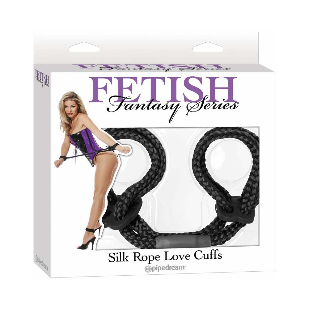 FETISH FANTASY SERIES SILK ROPE LOVE CUFFS BLACK