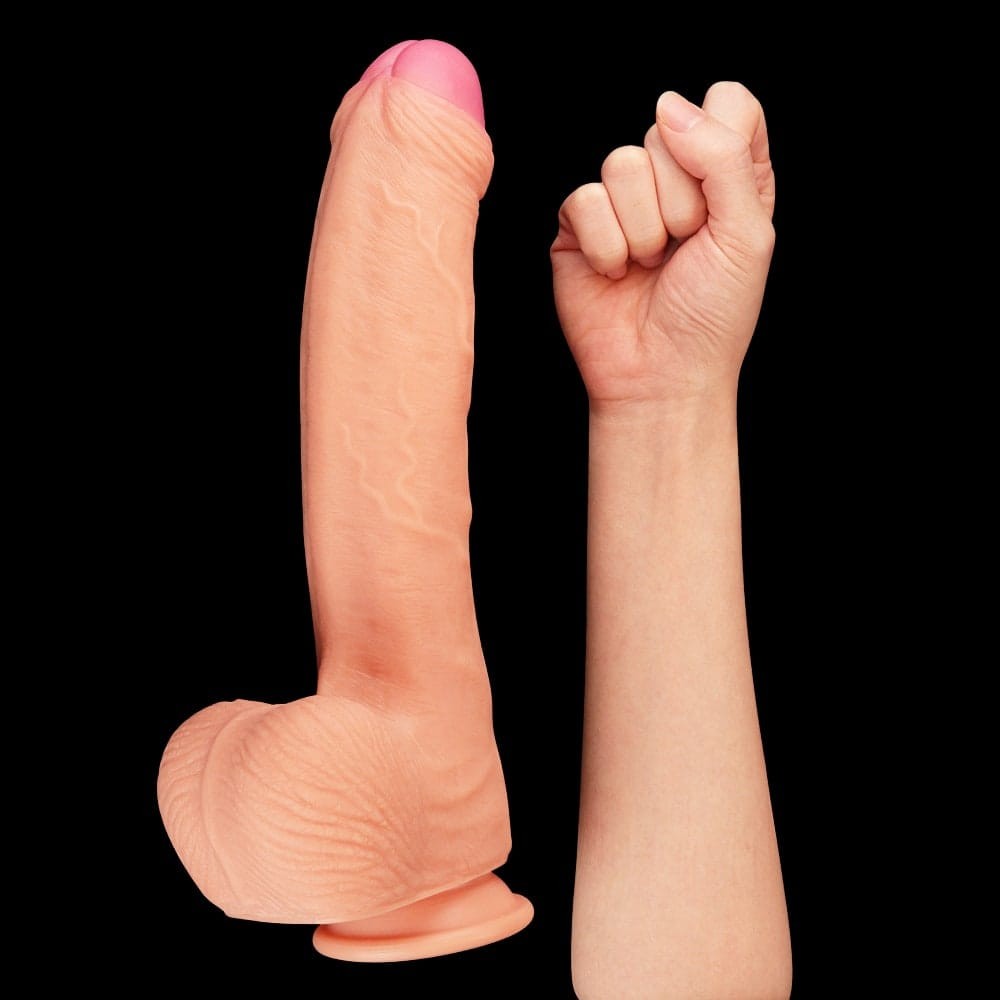 LOVETOY - 11" DUAL LAYER PLATINUM SILICONE COCK