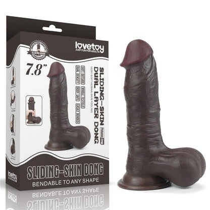 LOVETOY - 7.8'' SLIDING SKIN DUAL LAYER DONG BROWN