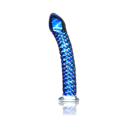 PIPEDREAM - ICICLES NO. 29 CURVED TEXTURED 7.25 IN. GLASS DILDO BLUE