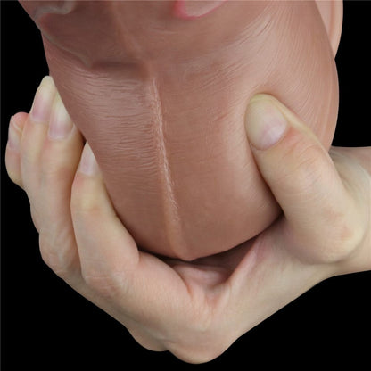 LOVETOY - 7" DUAL-LAYERED SILICONE NATURE COCK BROWN