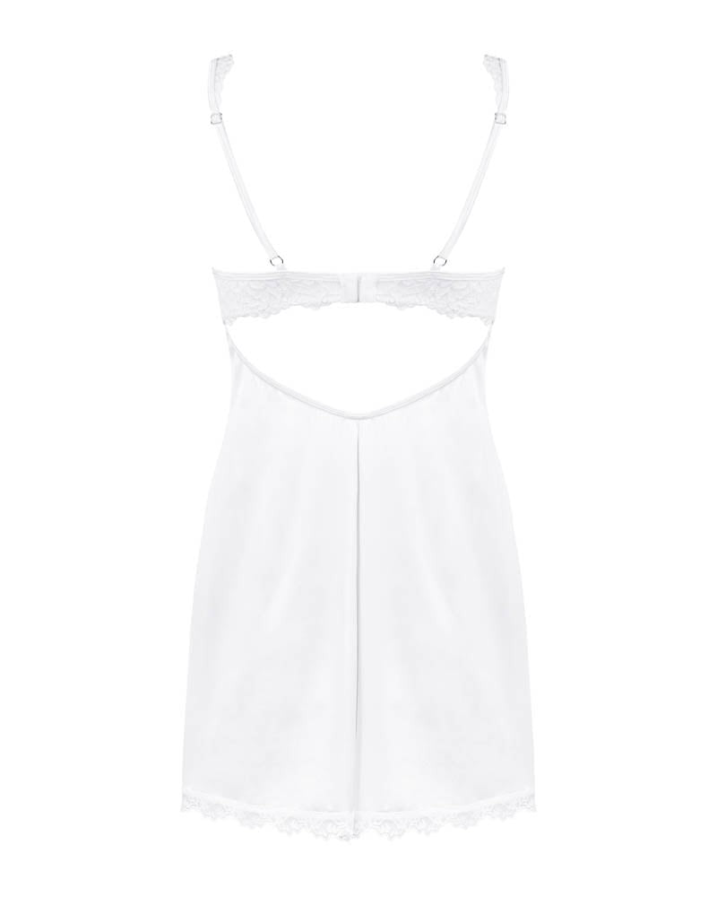OBSESSIVE - AMOR BLANCO UNDERWIRE CHEMISE & THONG WHITE   S/M