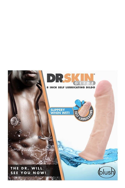 BLUSH - DR. SKIN 8INCH SELF LUBRICATING DILDO