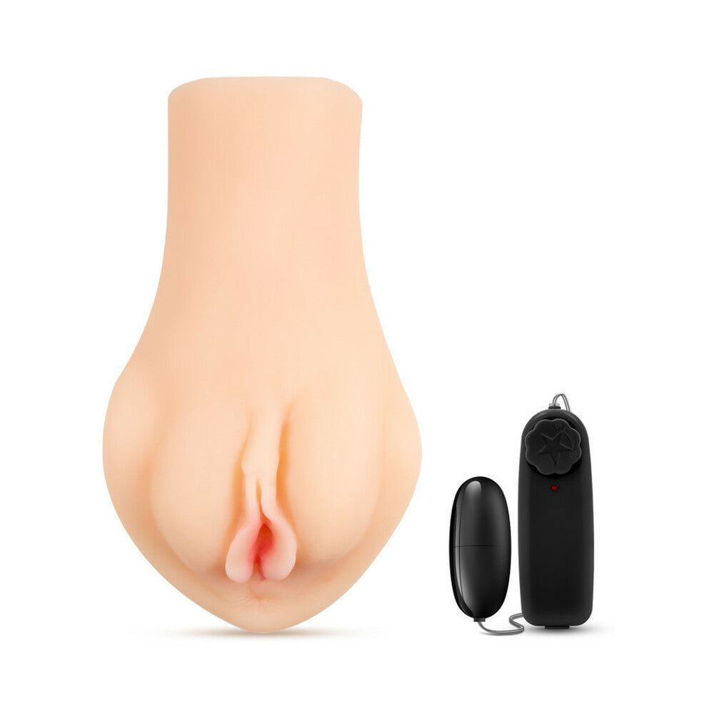 X5 MEN HONEY POT VAGINA STROKER WITH REMOTE-CONTROLLED BULLET VIBRATOR BEIGE