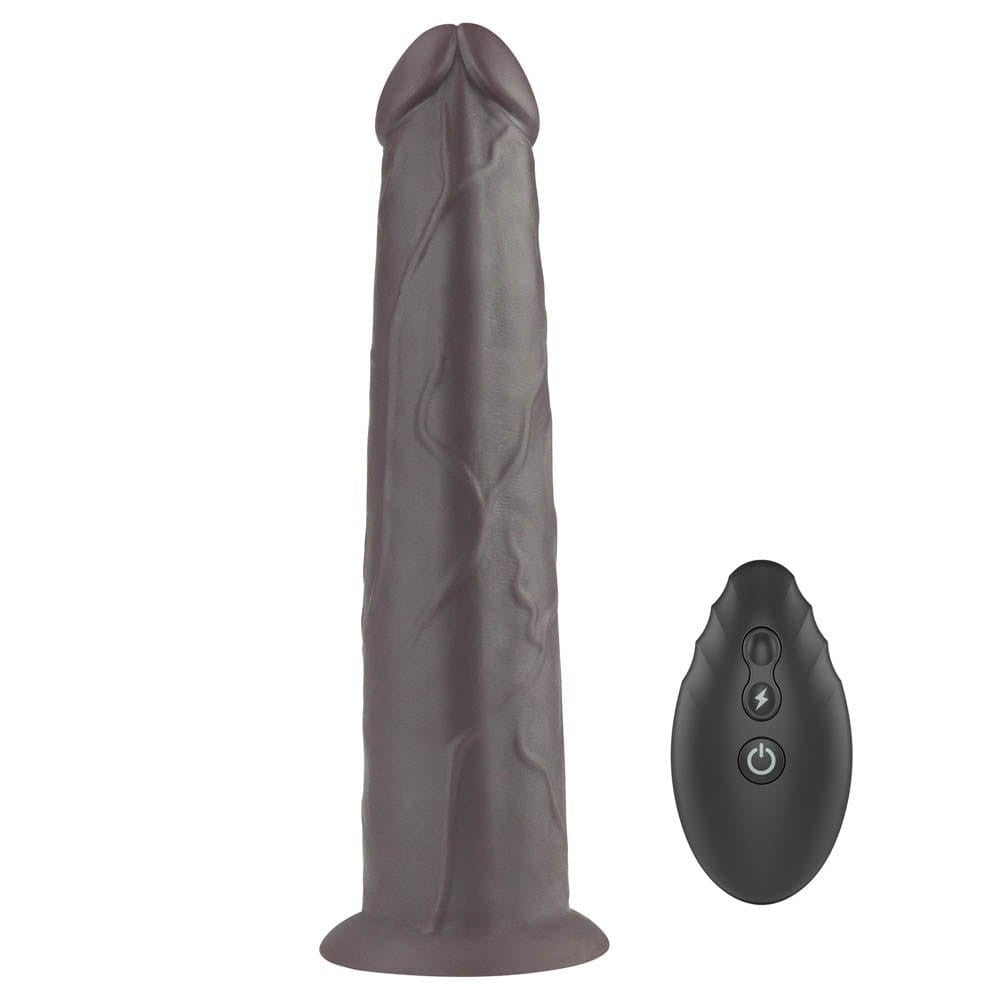 LOVETOY - 9'' DUAL LAYERED SILICONE ROTATOR BROWN