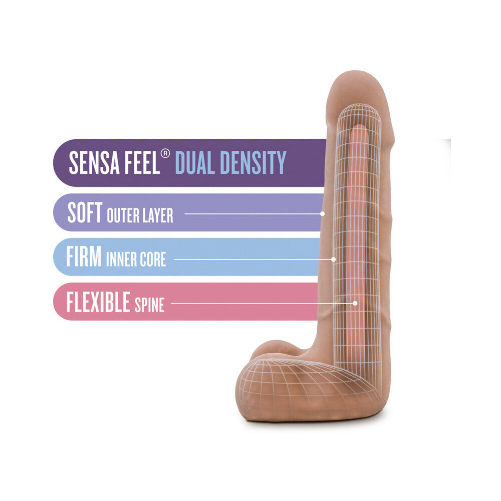 AU NATUREL SUAVE 7 IN. POSABLE DUAL DENSITY DILDO WITH BALLS TAN