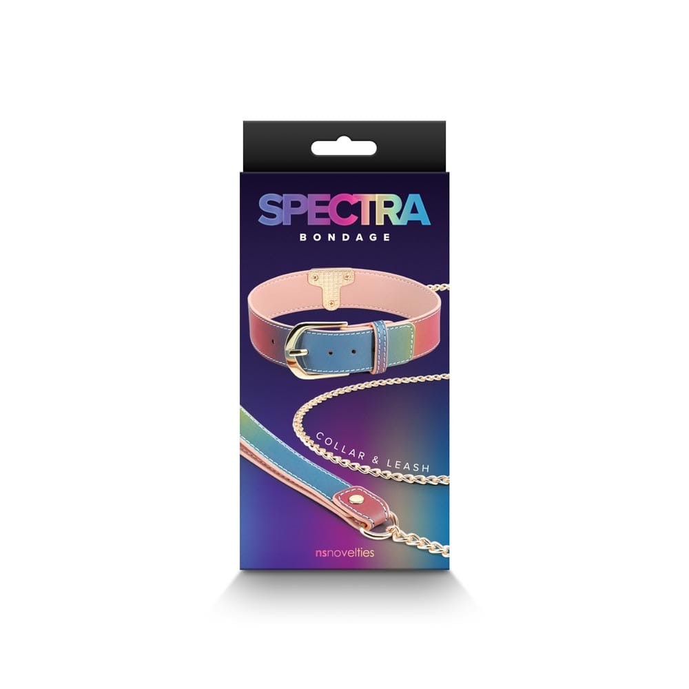 NS TOYS - SPECTRA BONDAGE - COLLAR &  LEASH - RAINBOW