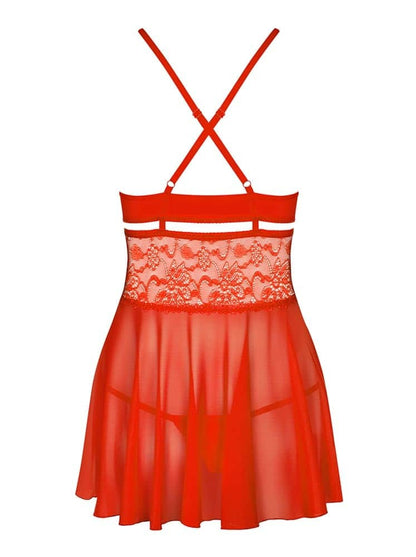 OBSESSIVE - 838-BAB-3 BABYDOLL & THONG RED  S/M